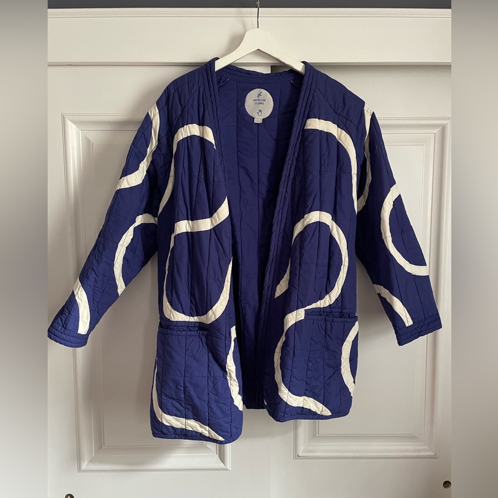 Haptic Lab Large Blue Snake Path Quilted coat.